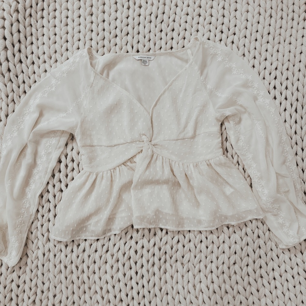 American Eagle Outfitters Baby Doll Top in Ivory